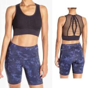 Z By Zella Dark Purple Sashay Perforated Seamless Sports Bra Size S